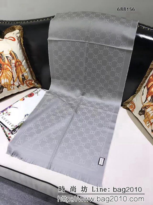 GUCCI古馳經典款 官網16年最新GG羊毛提花系列長圍巾 688156 LLWJ6924